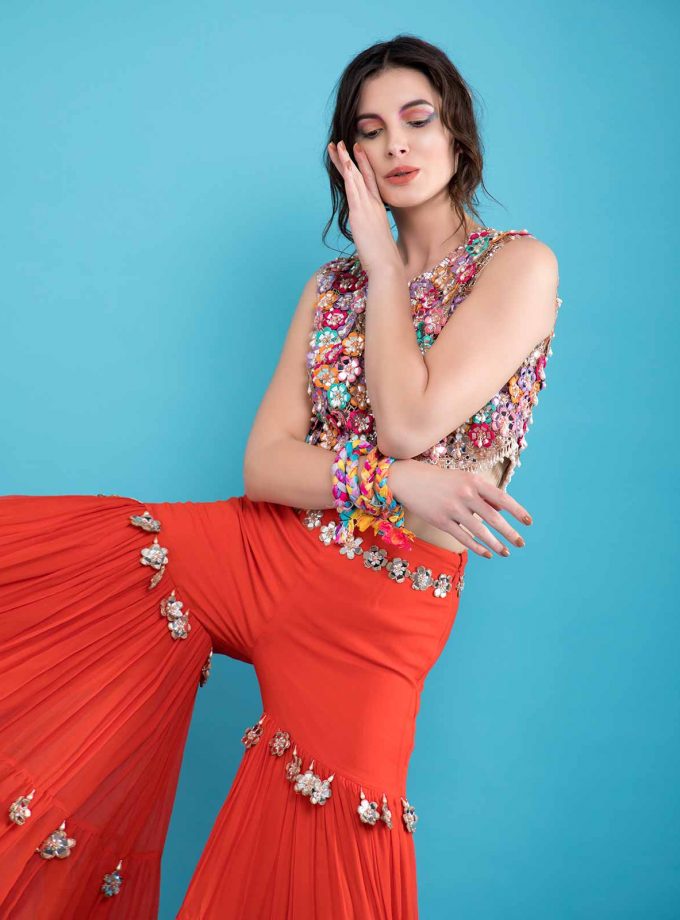 Tangerine sharara - multicolour jacket