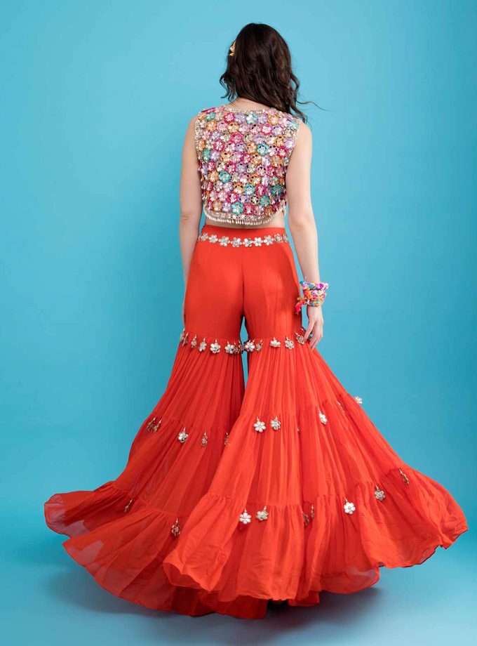 Tangerine sharara - multicolour jacket