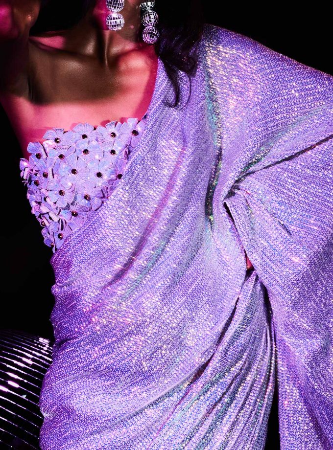 2-tone lavender sequin sari