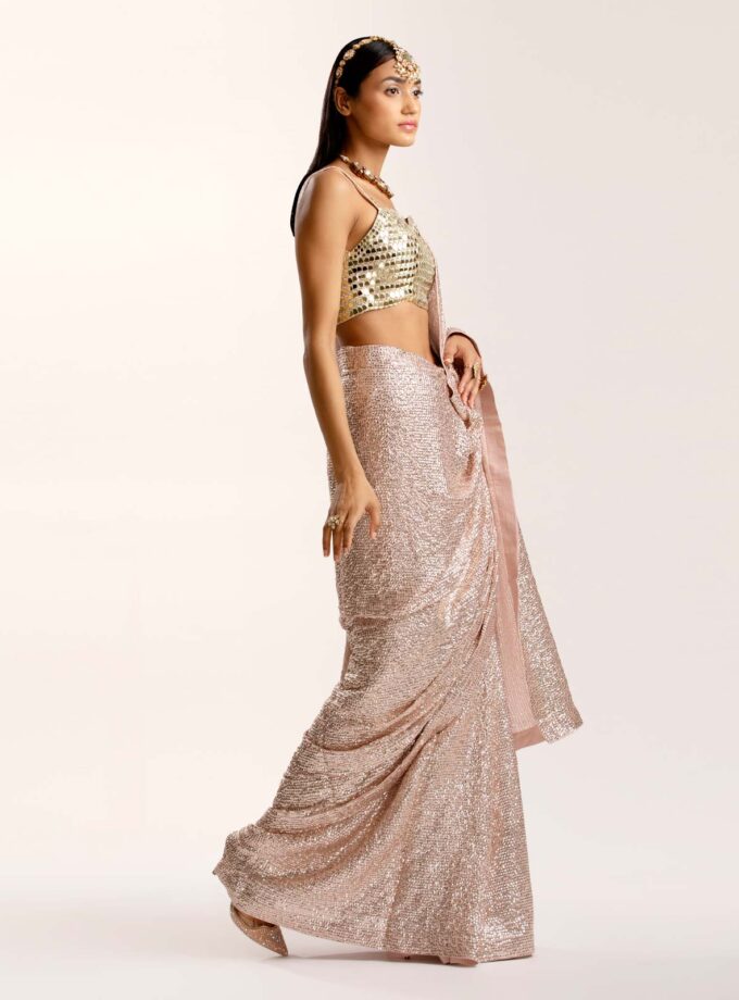 Champagne Sequin Sari