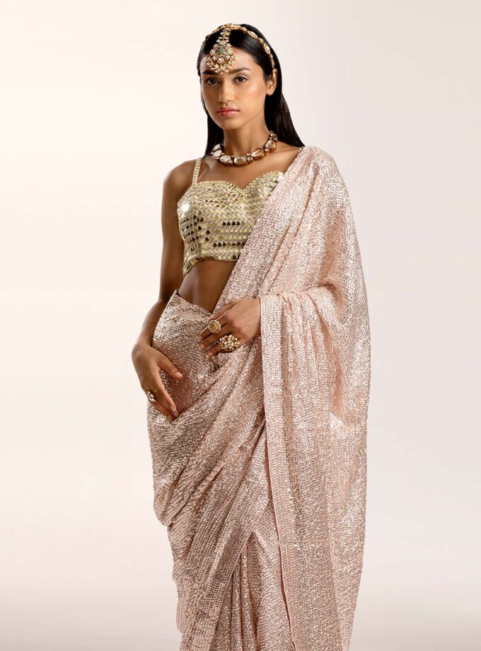 Champagne Sequin Sari