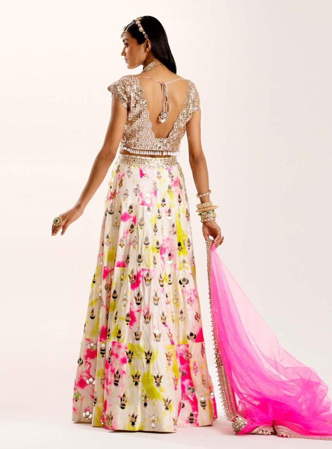 Ivory patchwork lehenga
