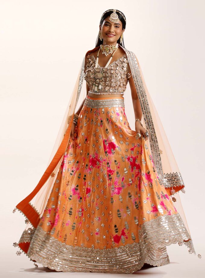 Burnt orange lehenga