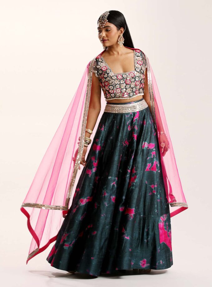 Emerald & Fuchsia Lehenga