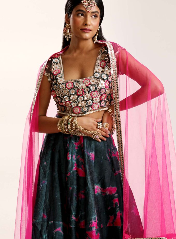 Emerald & Fuchsia Lehenga