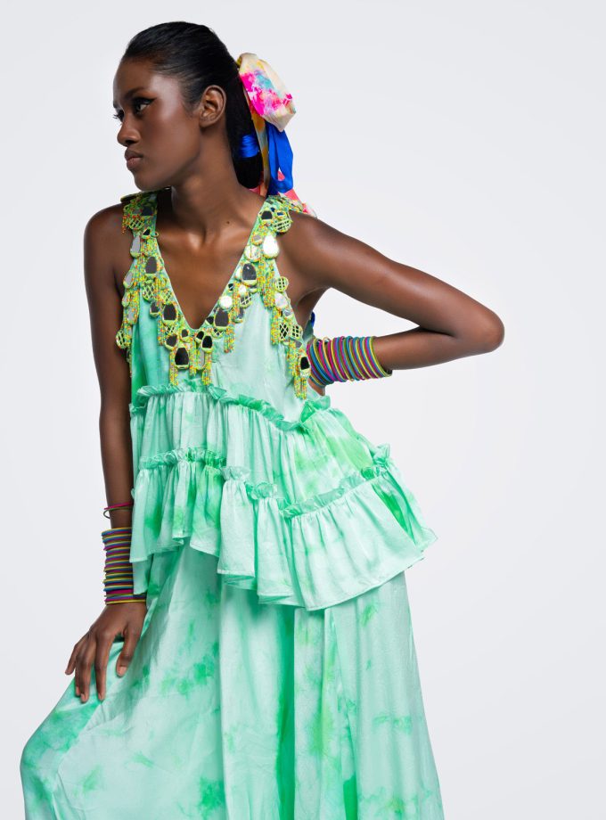 Lime Frill Camisole & Harrem Pants