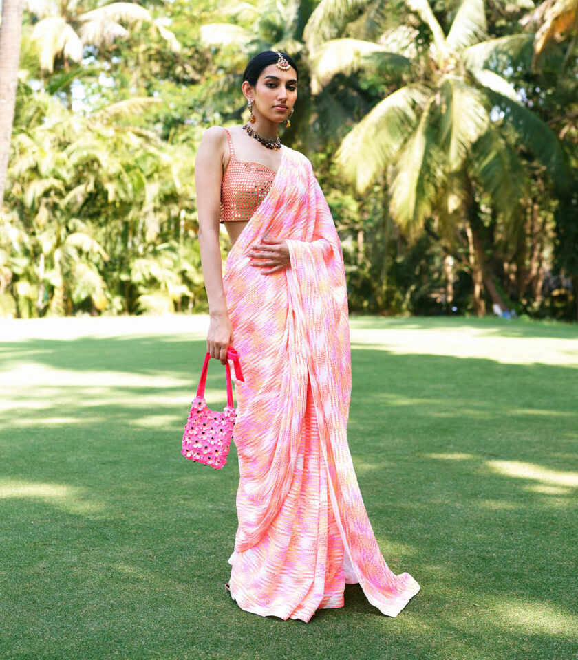 Rainbow sequin saree