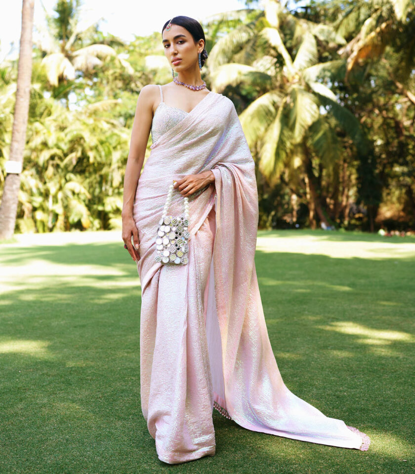 Unicorn saree with crystal encrusted blouse