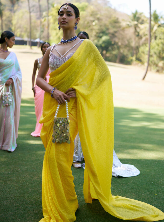 Yellow Georgette Saree Set
