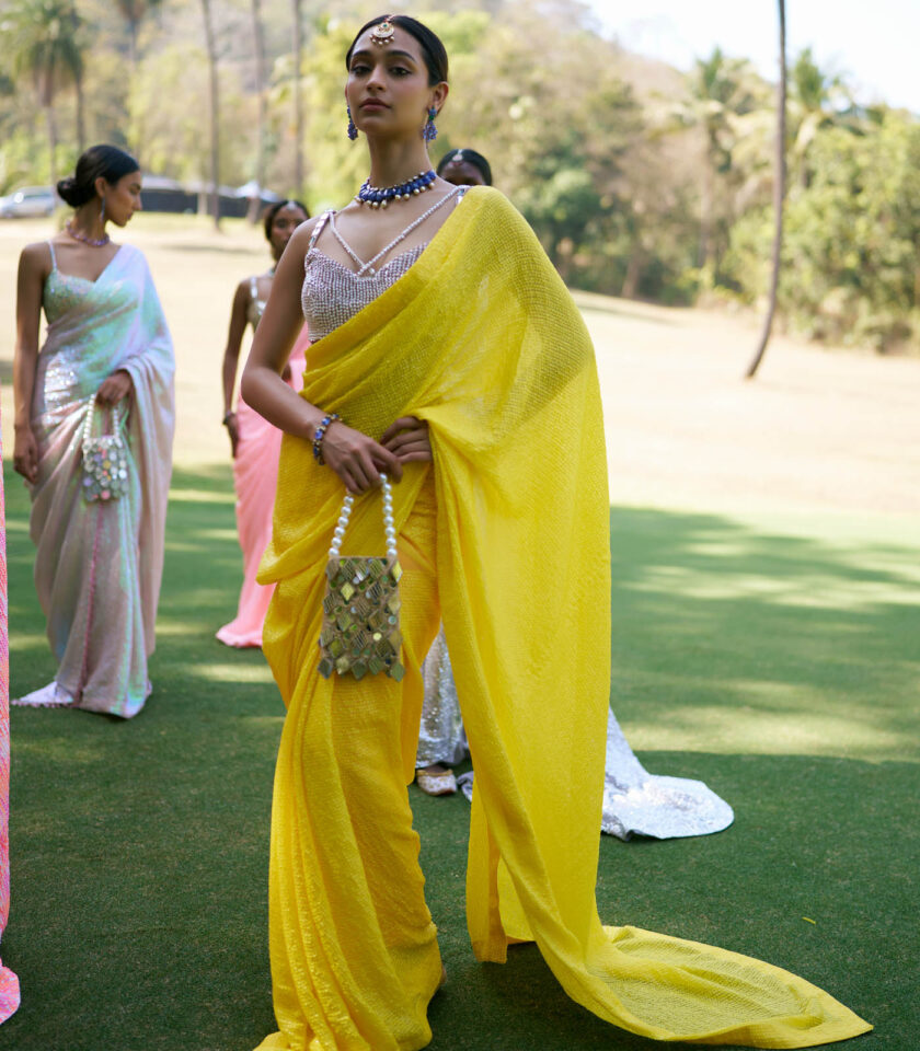 Yellow Georgette Saree Set