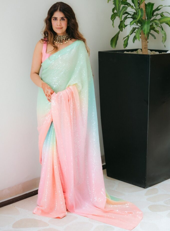 Mehal in Sunrise Sari