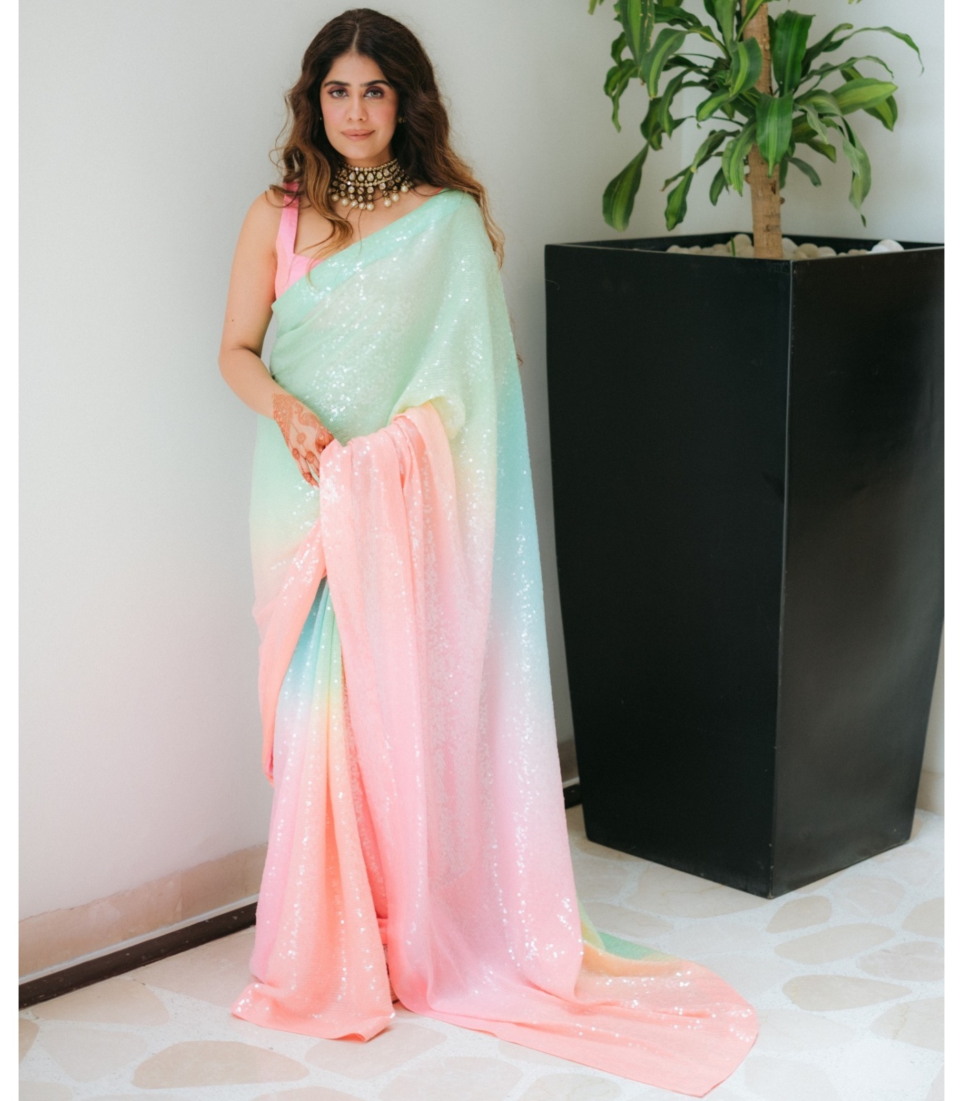 Mehal in Sunrise Sari